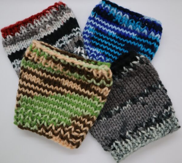 Group of Coffee Cup Sleeves in Worsted Weight Yarn